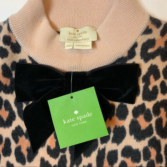 RARE Kate Spade Leopard Bow Sweater Riverdale - Picture 8 of 12
